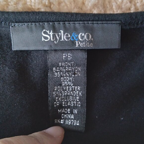 Vintage Style & Co Black 3/4 Sleeve Sheer Top with Dark Purple Velvet and Dots - Picture 6 of 6